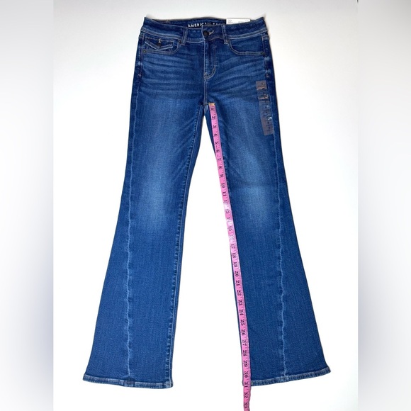 American Eagle Women’s Kick Boot Low Rise  Jeans Size- 8 Regular - Picture 3 of 11